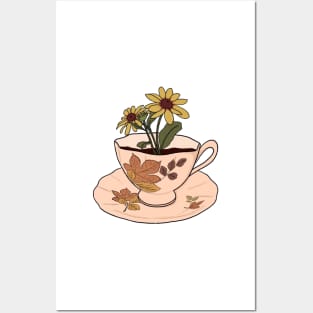 Autumn Cottagecore Black Eyed Susans Tea cup Posters and Art